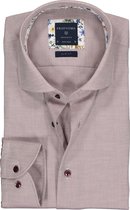 Profuomo Originale slim fit overhemd - dobby structuur - bordeaux rood met wit (contrast) - Strijkvrij - Boordmaat: 38