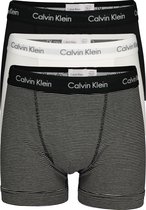 Calvin Klein trunks (3-pack) - heren boxers normale lengte - zwart - wit en gestreept -  Maat: L