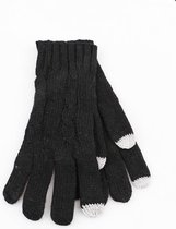 Zwart gebreide handschoen - Kerstip - Handschoenen -Wit - Touch vinger - One Size Fits All - Winterhandschoenen
