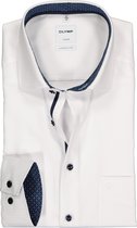OLYMP Luxor comfort fit overhemd - wit 2-ply structuur (contrast) - Strijkvrij - Boordmaat: 44
