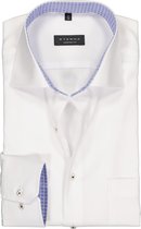 ETERNA comfort fit overhemd - structuur heren overhemd - wit (blauw dessin contrast) - Strijkvrij - Boordmaat: 48
