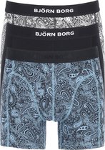 Björn Borg boxershorts Core (3-pack) - heren boxers normale lengte - zwart en twee met paisley dessin -  Maat: S