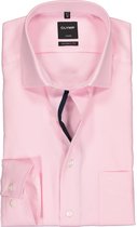 OLYMP Luxor modern fit overhemd - roze met wit mini dessin (contrast) - Strijkvrij - Boordmaat: 44