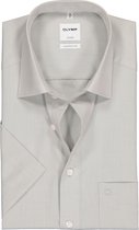 OLYMP Luxor comfort fit overhemd - korte mouw - grijs - Strijkvrij - Boordmaat: 39
