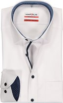 MARVELIS modern fit overhemd - wit structuur (contrast) - Strijkvrij - Boordmaat: 39