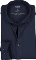 OLYMP Luxor 24/Seven modern fit overhemd - mouwlengte 7 - marine blauw tricot - Strijkvriendelijk - Boordmaat: 40
