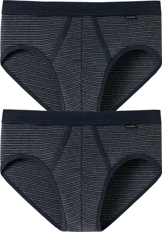 Slip de sport SCHIESSER Original Classics (lot de 2) - Feinripp avec braguette - rayé bleu foncé - Taille: XXL