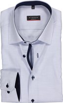 ETERNA modern fit overhemd - structuur heren overhemd - lichtblauw met wit (donkerblauw contrast) - Strijkvrij - Boordmaat: 45