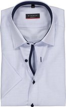ETERNA modern fit overhemd - korte mouw - structuur heren overhemd - lichtblauw met wit (donkerblauw contrast) - Strijkvrij - Boordmaat: 43