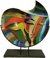 Vaas glas Faces in standaard 48cmH handgemaakt Sampaguita