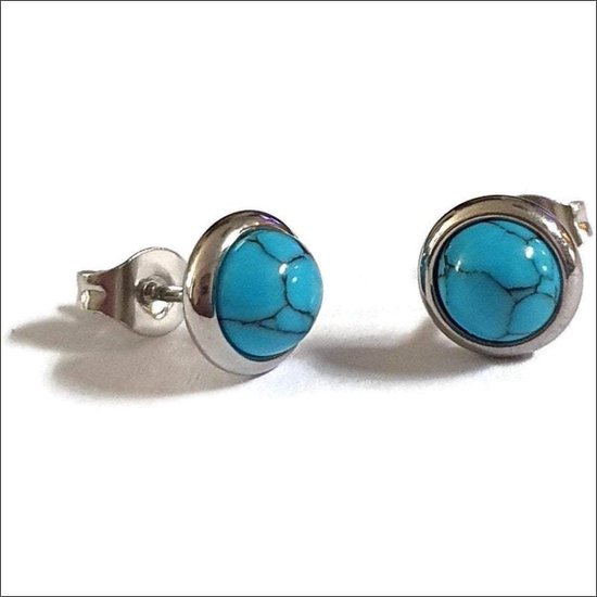 Aramat jewels ® - Oorbellen zweerknopjes blauw blauw chirurgisch staal 8mm