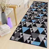 Tapiso Maya Loper Vloerkleed Zwart Blauw Gang Modern Woonkamer Gang Maat- 70x1500