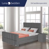 Luna Bedden - Boxspring Skye - 200x200 Compleet Grijs 12 Vakken Bed