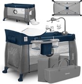 LIONELO Thomi reisbed, babybox, carrousel met speelgoed, luiertafel, twee niveaus van matras, zij-ingang, afsluitbare wielen, LockGuard transporttas, inklapbaar