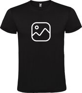 Zwart  T shirt met  " Geen foto icon " print Wit size L
