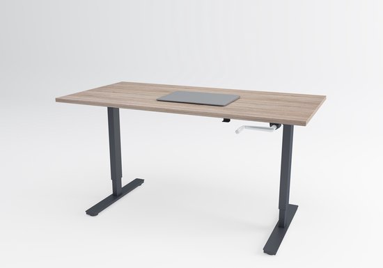 Tri-desk Eco | Handmatig zit-sta bureau | Zwart onderstel | Robson eiken blad | 200 x 80 cm