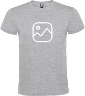 Grijs  T shirt met  " Geen foto icon " print Wit size M