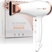 Lily Engeland Deluxe haardroger, 1800 watt, wit, extra sterke ventilator, lichte haarföhn met koude stand, cadeau voor vrouwen, 2 x blazer + 3 x temperatuurniveaus, haardroger in roségoud