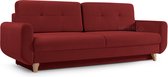 InspireMe- 3-zitsbank van Velvet voor woonkamer, slaapbank, sofa met slaapfunctie en opbergruimte, moderne bank, 3-zits - 232x91x89 cm, 200x142cm - SAPHIR (Rood)