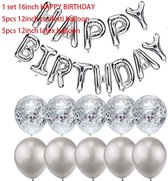 Happy Birthday letters ballonpakket Zilver
