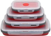 Inklapbare Vershoudbakjes 4 Stuks - Siliconen Lunchbox - Tupperware - Voedselcontainer - Bewaardozen - Magnetron Bestendig - Rood