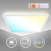 B.K.Licht - CCT LED Plafondlamp - dimbaar - paneel met afstandsbediening - indirect licht - 29,5 x 29,5 x 6 cm - 1.500Lm - 16W LED