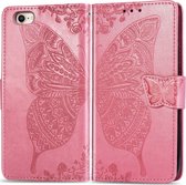 Apple iPhone 7 Hoesje - Mobigear - Butterfly Serie - Kunstlederen Bookcase - Roze - Hoesje Geschikt Voor Apple iPhone 7