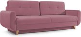 InspireMe- 3-zitsbank van Velvet voor woonkamer, slaapbank, sofa met slaapfunctie en opbergruimte, moderne bank, 3-zits - 232x91x89 cm, 200x142cm - SAPHIR (Roze)