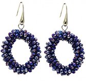 Musthaves-Oorbellen met facetgeslepen glaskralen blauw/paars- 6,5x3,5 cm
