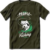 Cool People Do Fishing - Vissen T-Shirt | Groen | Grappig Verjaardag Vis Hobby Cadeau Shirt | Dames - Heren - Unisex | Tshirt Hengelsport Kleding Kado - Leger Groen - XXL