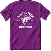Fishing Club - Vissen T-Shirt | Grappig Verjaardag Vis Hobby Cadeau Shirt | Dames - Heren - Unisex | Tshirt Hengelsport Kleding Kado - Paars - XXL