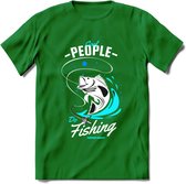 Cool People Do Fishing - Vissen T-Shirt | Blauw | Grappig Verjaardag Vis Hobby Cadeau Shirt | Dames - Heren - Unisex | Tshirt Hengelsport Kleding Kado - Donker Groen - XL