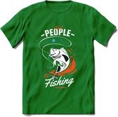Cool People Do Fishing - Vissen T-Shirt | Oranje | Grappig Verjaardag Vis Hobby Cadeau Shirt | Dames - Heren - Unisex | Tshirt Hengelsport Kleding Kado - Donker Groen - XL
