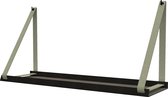 Handles and more -  Stalen wandplank zwart 98cm + leren plankdragers Suede Jade