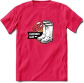 Fishing Boots - Vissen T-Shirt | Grappig Verjaardag Vis Hobby Cadeau Shirt | Dames - Heren - Unisex | Tshirt Hengelsport Kleding Kado - Roze - XXL