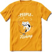 Cool People Do Fishing - Vissen T-Shirt | Geel | Grappig Verjaardag Vis Hobby Cadeau Shirt | Dames - Heren - Unisex | Tshirt Hengelsport Kleding Kado - Geel - 3XL