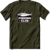 Fishing Club - Vissen T-Shirt | Grappig Verjaardag Vis Hobby Cadeau Shirt | Dames - Heren - Unisex | Tshirt Hengelsport Kleding Kado - Leger Groen - XXL