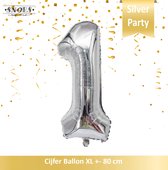 Cijfer Folie Ballon 1 Jaar Zilver/Silver * Hoera 1 Jaar Snoes * 80 cm Verjaardag Nummer Ballon Zilver * Snoes * Verjaardag Versiering * Kinderfeestje * Zilver * Hoera 1 Jaar