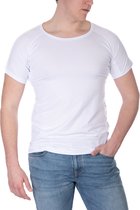 ConfidenceForAll® Heren Premium Anti Zweet Shirt met Ingenaaide Okselpads - Zijdezacht Modal en Verkoelend Katoen - Maat M Ronde hals Wit