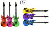 6x Opblaasbare gitaar 90cm assortie kleuren - muziek gitaren fun festival thema feest band pop