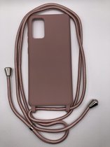 Siliconen Backcover met Koord - Geschikt voor Samsung Galaxy A32 5G - Premium Kwaliteit TPU Siliconen backcover - Oudroze