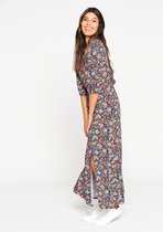 LOLALIZA Maxi-jurk met bloemenprint - Marine Blauw - Maat 44