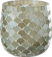 J-Line windlicht Mozaiek - glas - aqua - medium