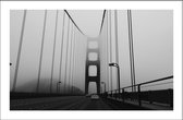 Walljar - Drive On Golden Gate Bridge - Zwart wit poster