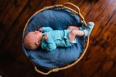 MXM Baby Romper- Omslag- Blauw- Katoen- Lange mouwen- Ronde hals- Turquoise- Maat 68