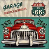 Retro Wenskaart Garage Service & Repair Route 66