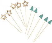 cocktailprikkers Ster Kerstboom Kerst cocktail prikkertjes sandwich sticks 10 stuks