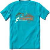Fishing Club - Vissen T-Shirt | Grappig Verjaardag Vis Hobby Cadeau Shirt | Dames - Heren - Unisex | Tshirt Hengelsport Kleding Kado - Blauw - 3XL