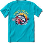 Time To Relax - Vissen T-Shirt | Grappig Verjaardag Vis Hobby Cadeau Shirt | Dames - Heren - Unisex | Tshirt Hengelsport Kleding Kado - Blauw - S