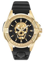 Philipp Plein The $Kull PWAAA0521 Horloge - Leer - Zwart - Ø 44 mm